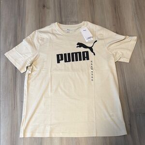 Puma Cream Short Sleeve Tee with Bold Logo